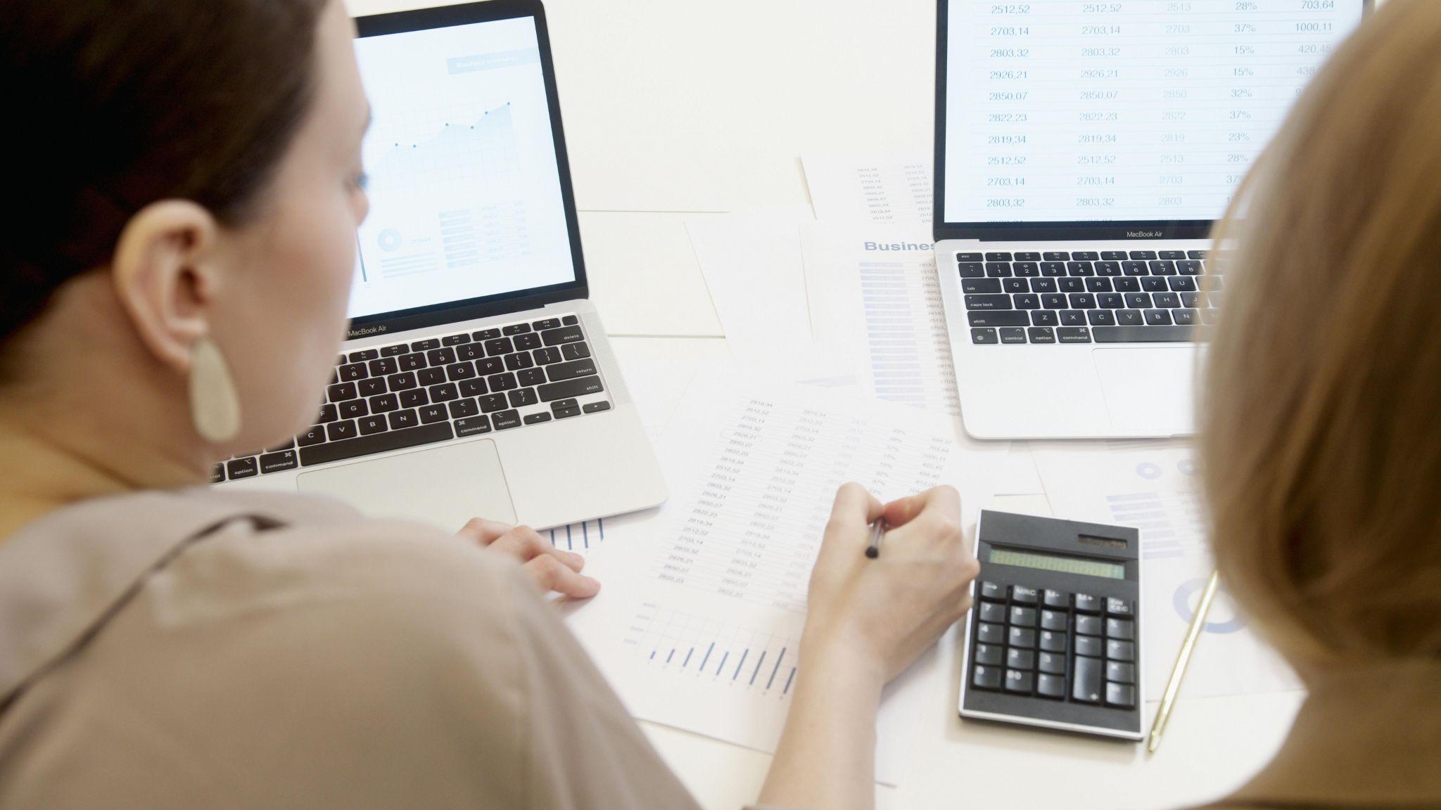 Students learning spreadsheets in Business Operations and Accounting classroom setting